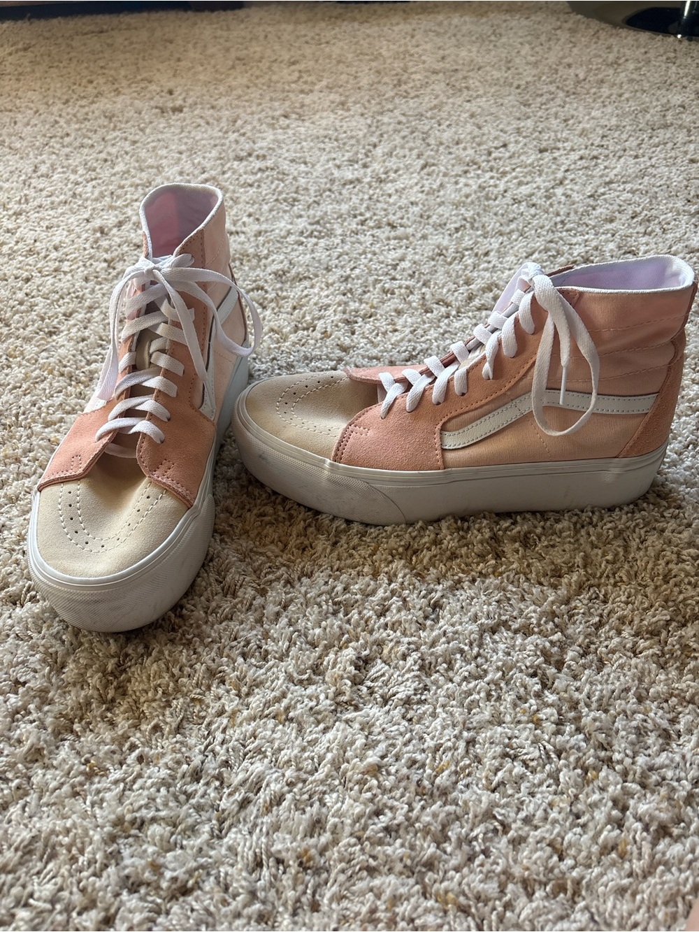 VANS Sk8-Hi Tapered Stackform M 9 W 10.5 Color Block Pink Suede Platform Unisex